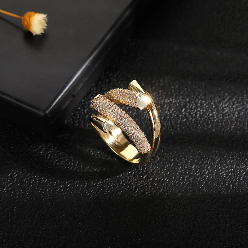 

Female Adjustable Silver/Gold Plated Multi Finger Ring Designer Crystal Twisted Open Ring