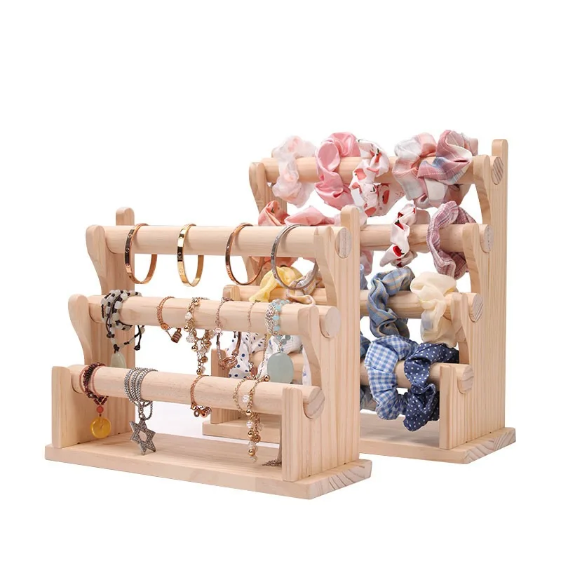 5-Tier Natural Wood Bracelets Watch Jewelry Holder Organization Hanger Jewelry Live Broadcast Props