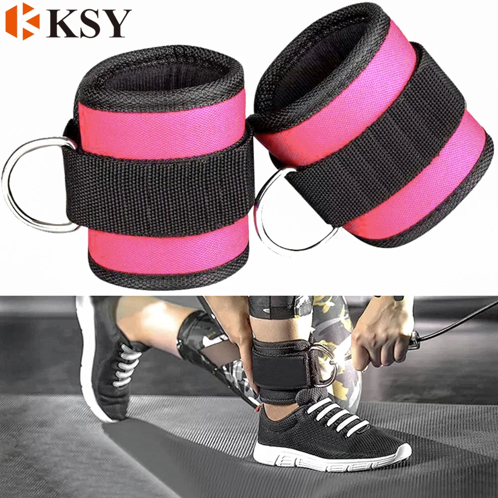 

Double D Ring Strap Ankle Straps for Cable Machines, Black,blue, pink