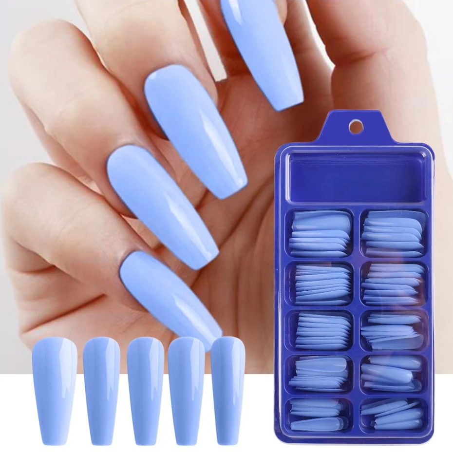 

100pcs/Box False Nails Coffin Extension Forms Nail Tips Finger Artificial Polish Decor Accessories Press on nails, Picture