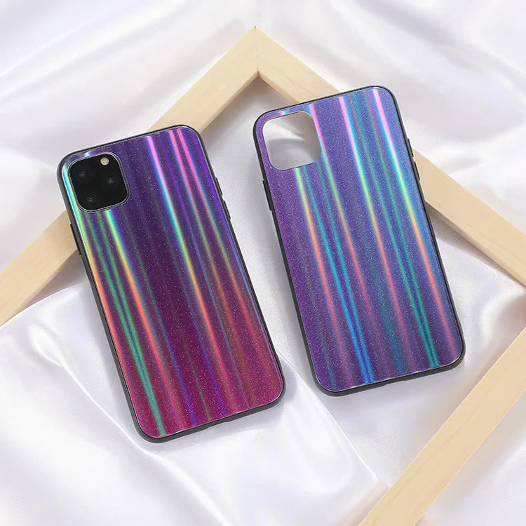 

Fashion luxury glitter colorful hard tempered glass soft tpu bumper mobile smart phone back cover case for huawei nova 5 nova5