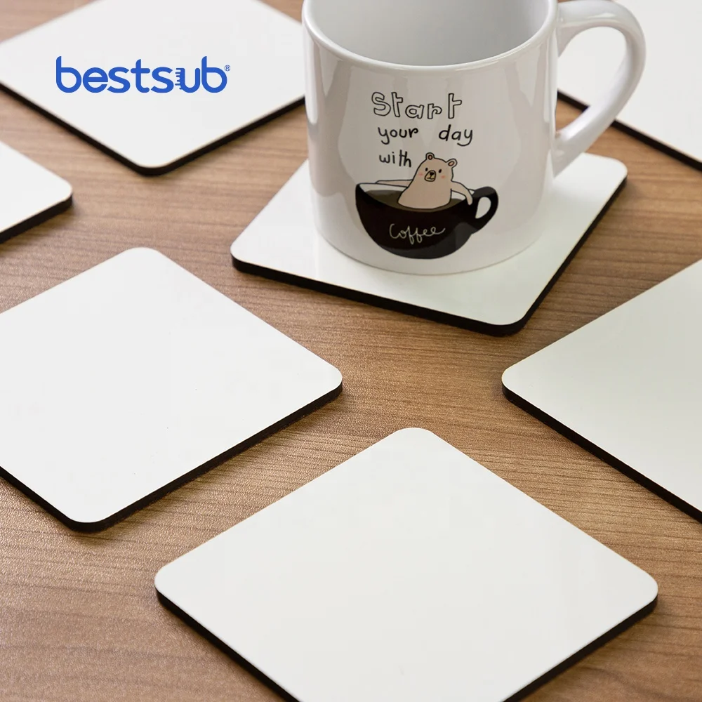 

Bestsub Wholesale Personalized Sublimation Blanks UniSub Square Cork Dark Marble And Coaster Wood Coasters With Box