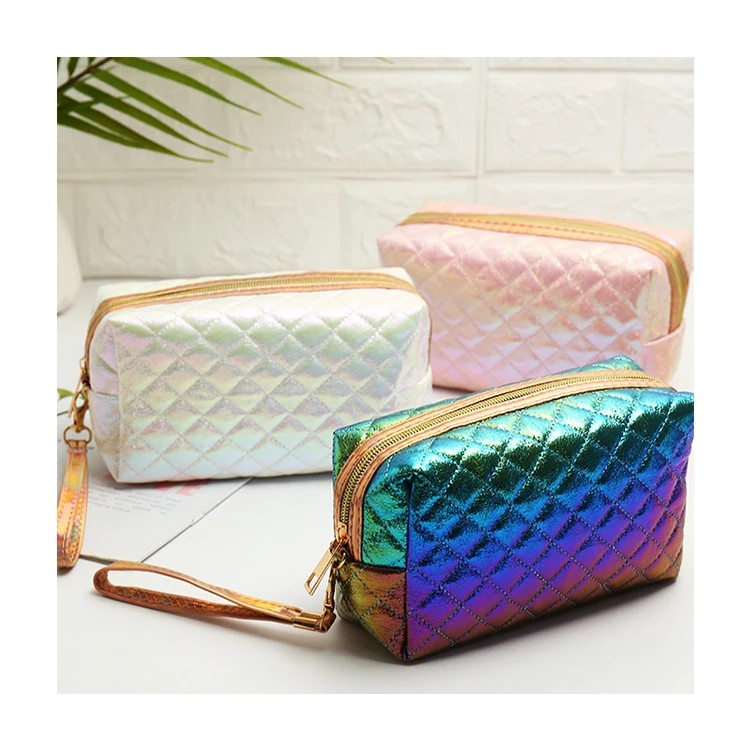 

Fashion Embroidery Laser PU Travel Makeup Cosmetic Bag, Customized color