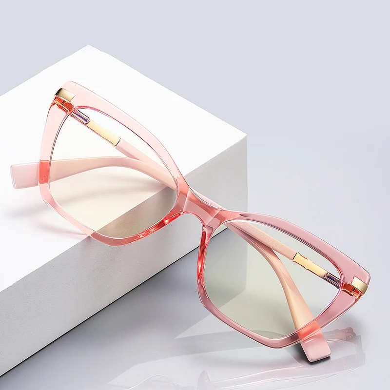 

2022 BLONGU Cat eye Women's Anti blue light glasses high quality TR90 and metal Computer Eyeglasses Optical Glasses