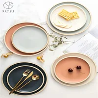 

High quality hot selling pink wedding gold charger porcelain plates dinnerware