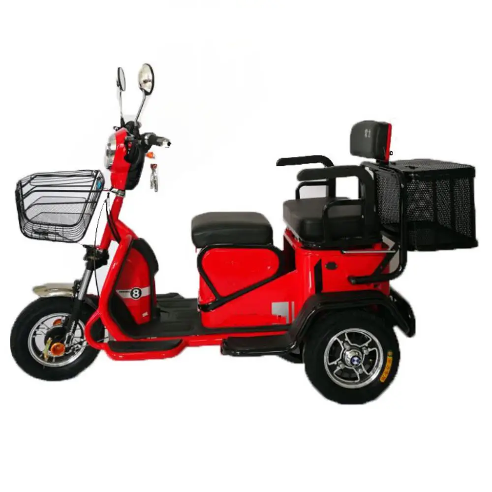 

China cheap fat tire electric scooter 500w 3 wheel cargo tricycle for adults electric scooters foldable seats 1 to 2, Red