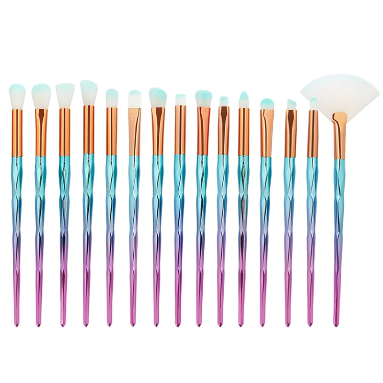 Wholesale Custom Logo Private Label Luxury Colorful 15 Piece Cosmetic Brushes Professional Eye 8010