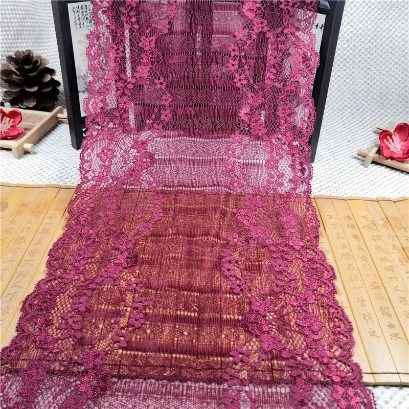 

Width 18.5cm New wine red African stretch lace knitting lace clothing and dress lingerie underwear, Dyeable