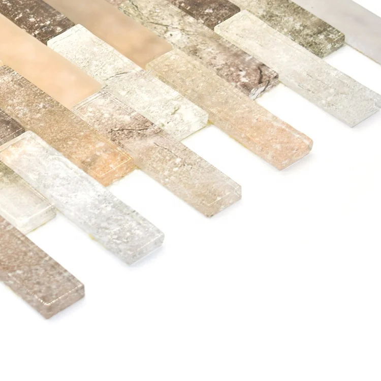 Moonight Home Decor New Design Matt Glass Mixed Stone Inkjet Strip Glass  Decorative Mosaic Tile