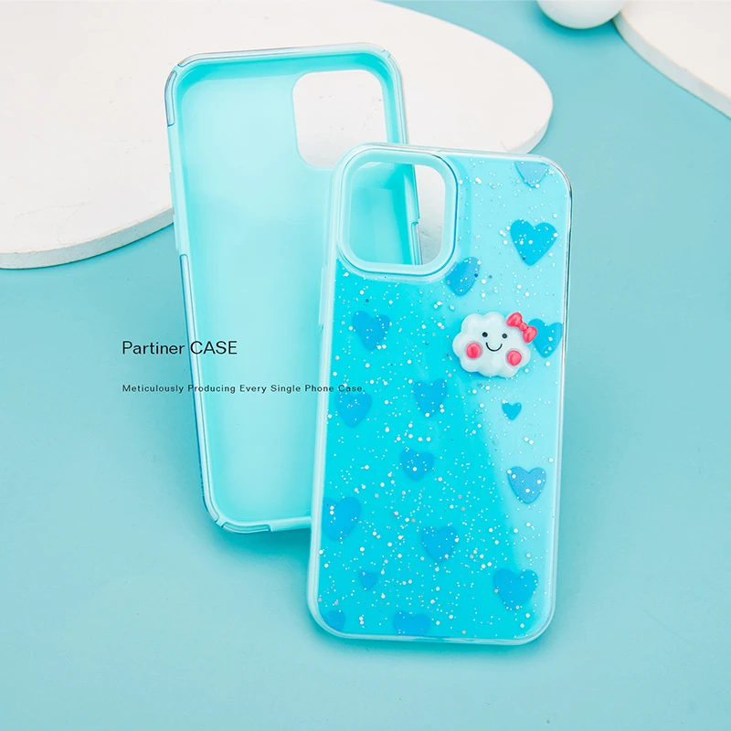 

Classic 2 in 1 Cute Cartoon Paste Phone Accessory Sublimation Epoxy Phone Case for Huawei Mobile Cover Shell, 11 color selection