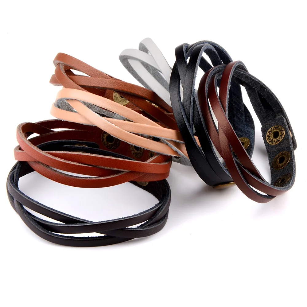

Simple Adjustable Button Braided Leather Men Bracelet