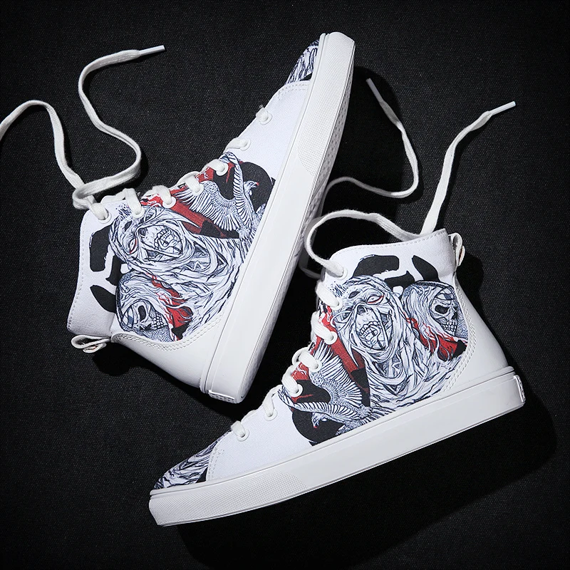 
Men shoes IDX 2020 latest high-quality trend graffiti canvas shoes leisure sports style hip-hop board shoes men 