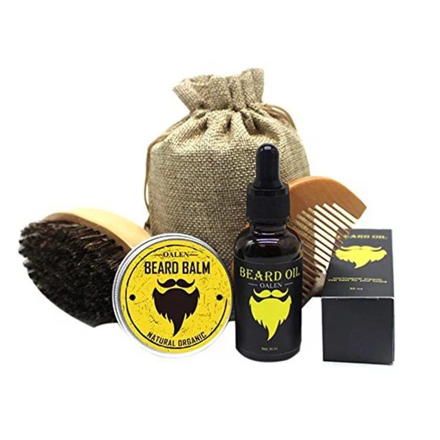 

Natural Men Beard Care Grooming Oil Beard Balm Kit With Mustache Comb, White