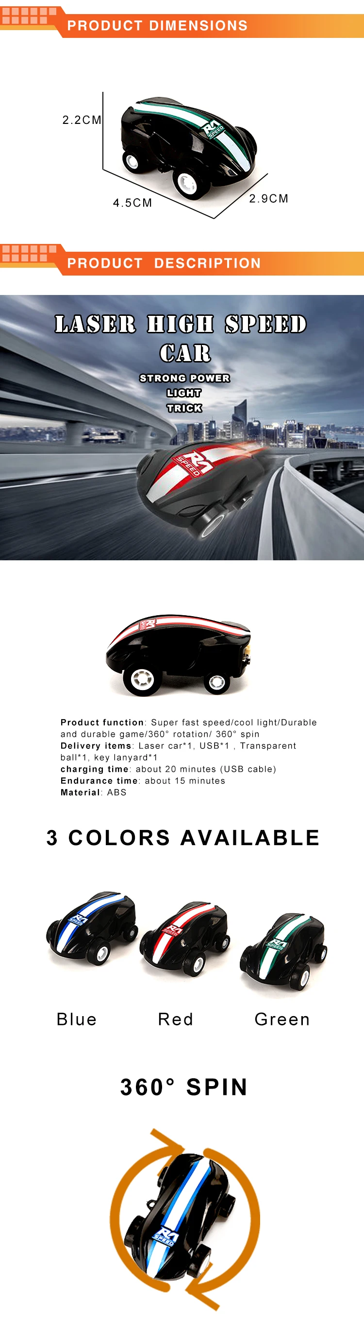 Amazon Hot Sale Laser Speed Car Miini High Speed Rc Car