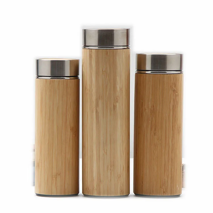 

17OZ Eco-friendly Bamboo Stainless Steel Bottle Insulated Bamboo Travel Tumbler with Tea Infuser, Customized color acceptable