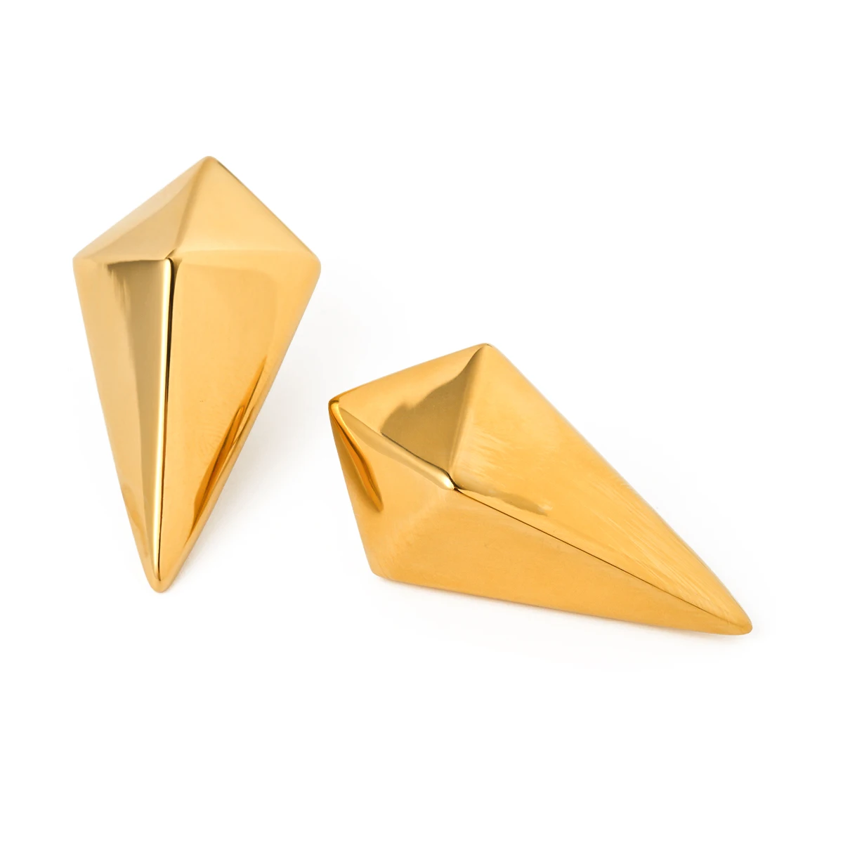 

J&D 18K Gold Stainless Steel PVD Gold Bigger Smooth Geometric Diamond Shaped Earring Chunky Women Daily Jewelry