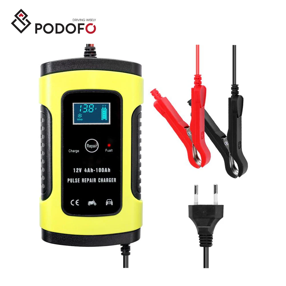 

Podofo 12V 6A Automatic Car Truck Motorcycle Battery Charger Intelligent Fast Charging Pulse Repair Lead Ac