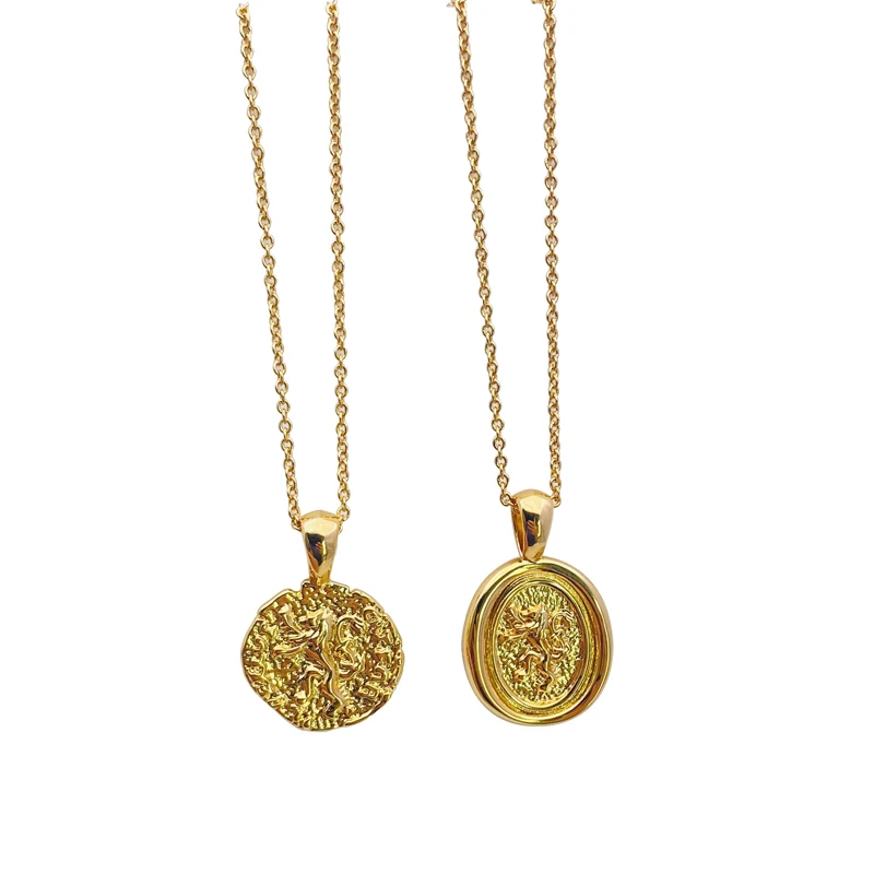 

Round Lion Necklace Gold Plated Ladies Accessory ins Hot Sale Necklace