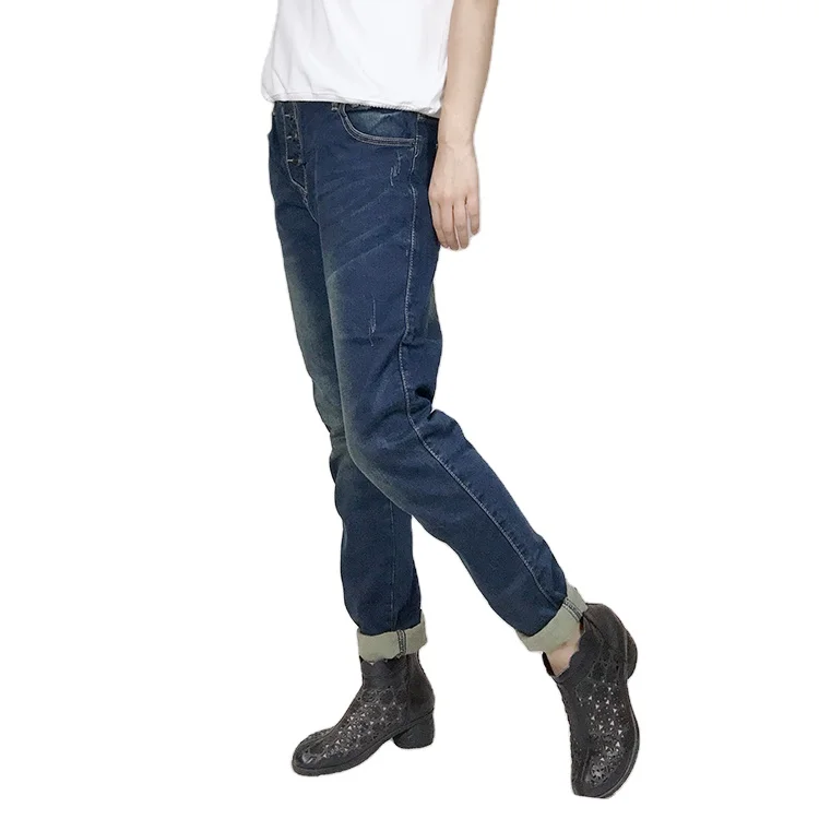 

Trendy Wholesale Mid-rise Blue Cotton Trousers Crop Casual Jeans For Men's
