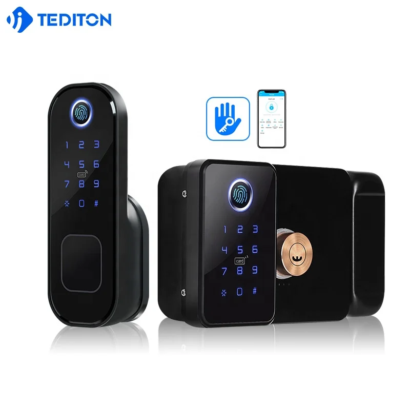 

Tediton home Biometric Fingerprint electric remote digital Double side intelligent ttlock smart lock door waterproof outdoor