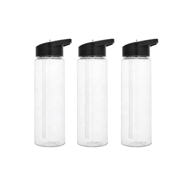

Food Grade 700ML Plastic Flip Top Lids Sports Clear Water Bottles With Handle