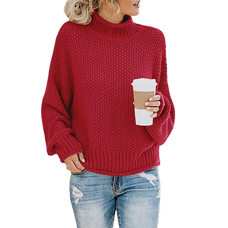 

New Autumn and Winter Ladies Leisure Simple Thick Line Turtleneck Sweater Knitwear, Picture