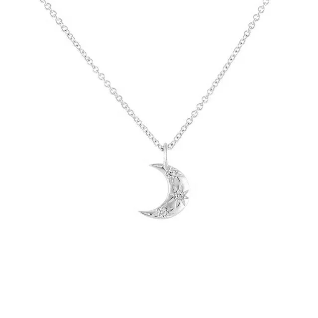 Custom Jewelry Gold Filled Sterling 925 Silver Cubic Zirconia Mini Moon Delicate Necklace