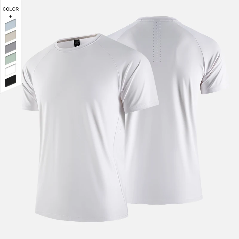 2024 New Ice Silk T-shirt Quick Drying T-shirt Polylon Multi-color Couple Short Sleeve Summer Big Size Loose Leisure Sports