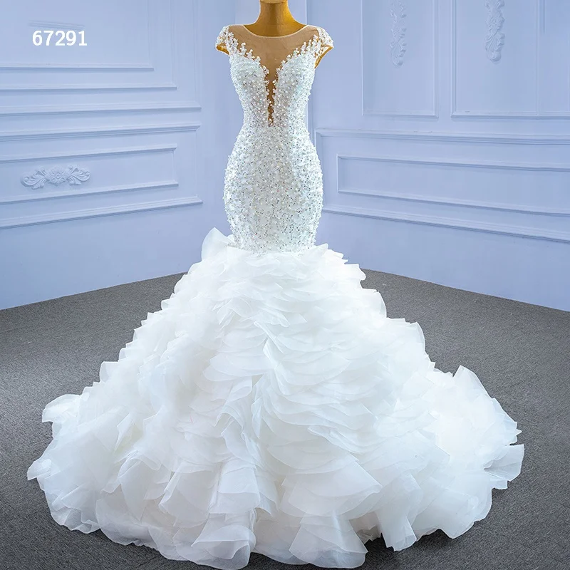 

Jancember RSM67291 Ivory High Quality Lace Beaded Wedding Dress mermaid wedding, Champagne