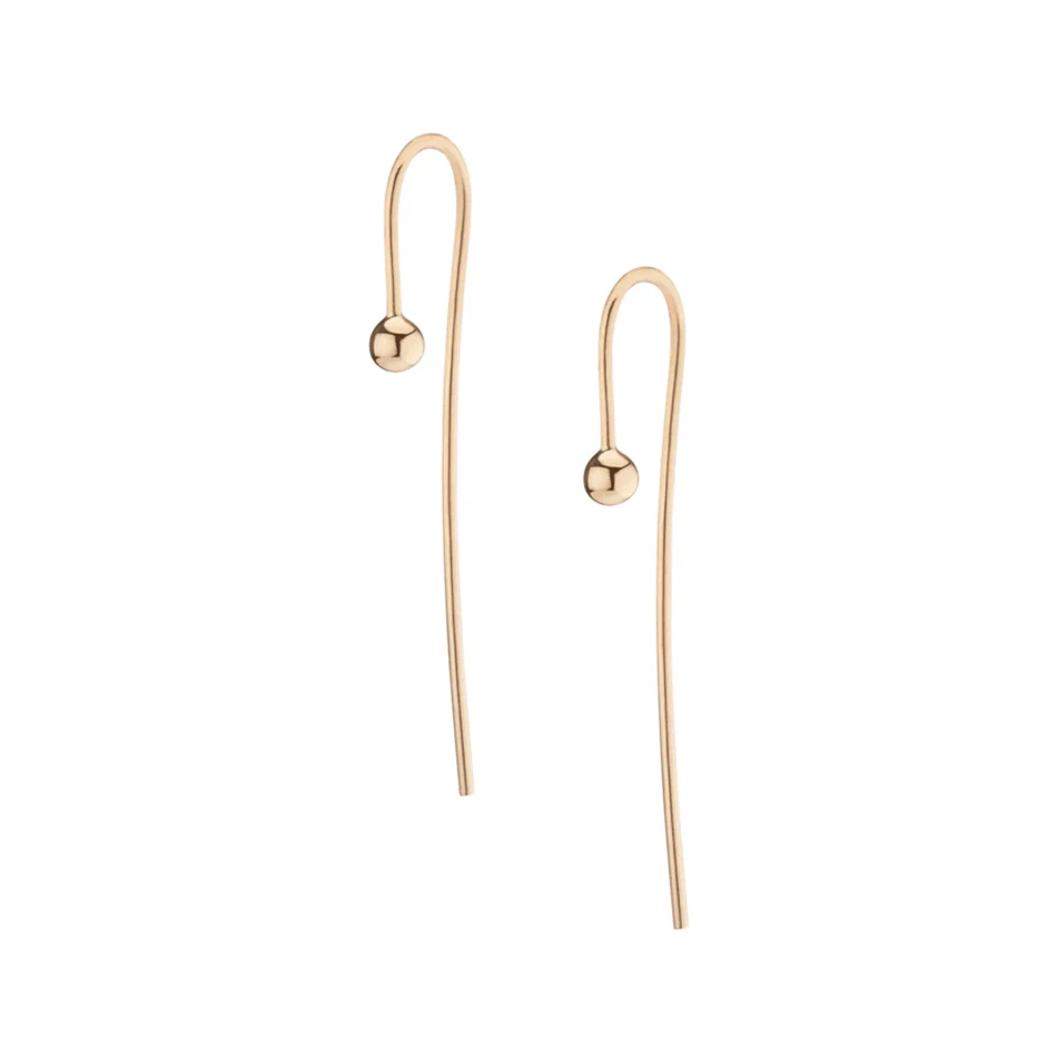 

Wholesale 925 Sterling Silver 14k Gold Plated Ball Threader Dangle Earrings