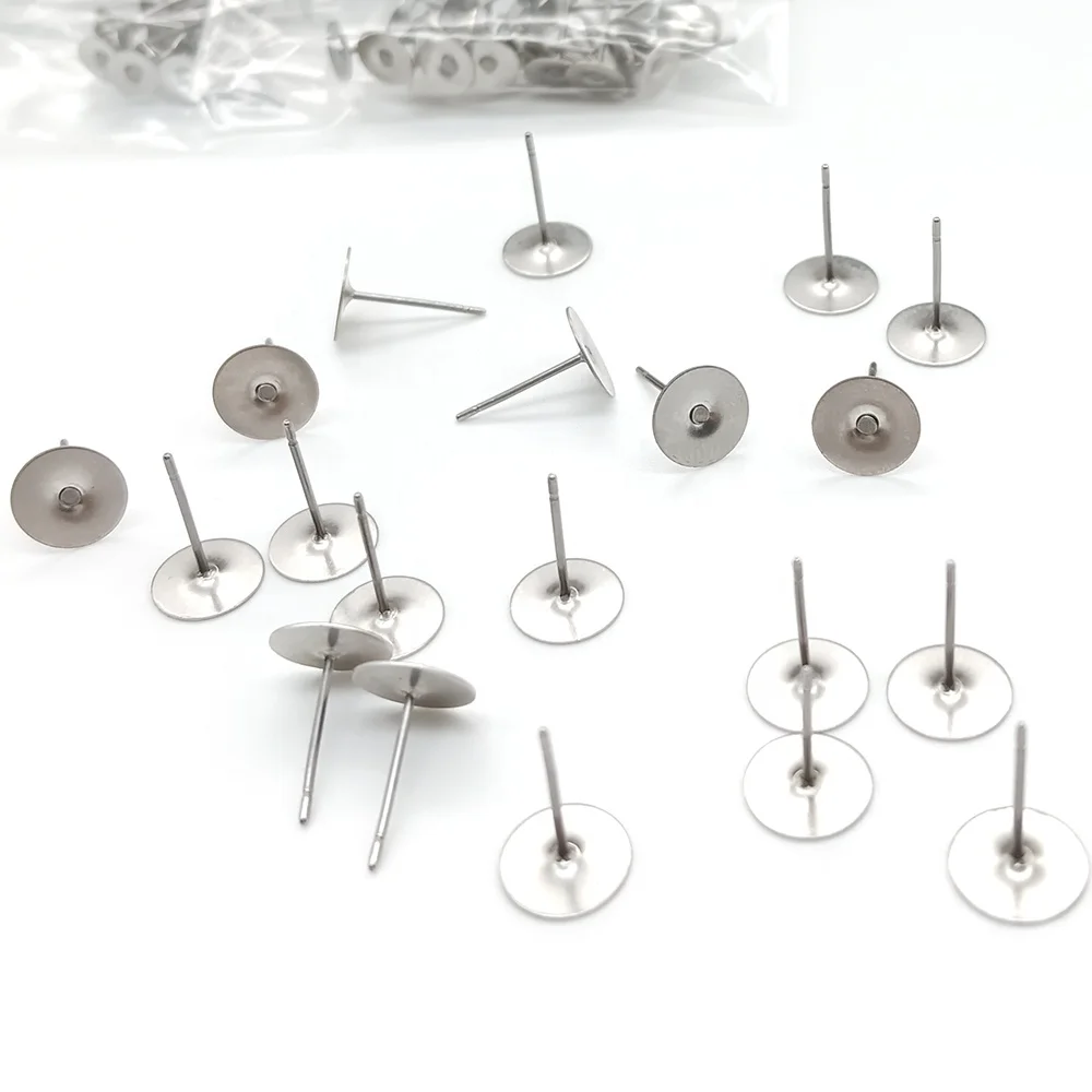 

Flat Pad Jewelry Making DIY Surgical Ear Needles Hardware 316 Stainless Steel Hypoallergenic Earring Stud Post, Stainless steel original color, other colors can be made.