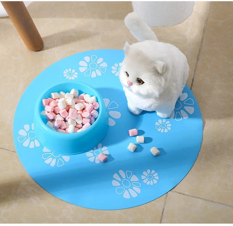 Custom NEW Non Slip flexible pet cat dog silicone food feeding mat