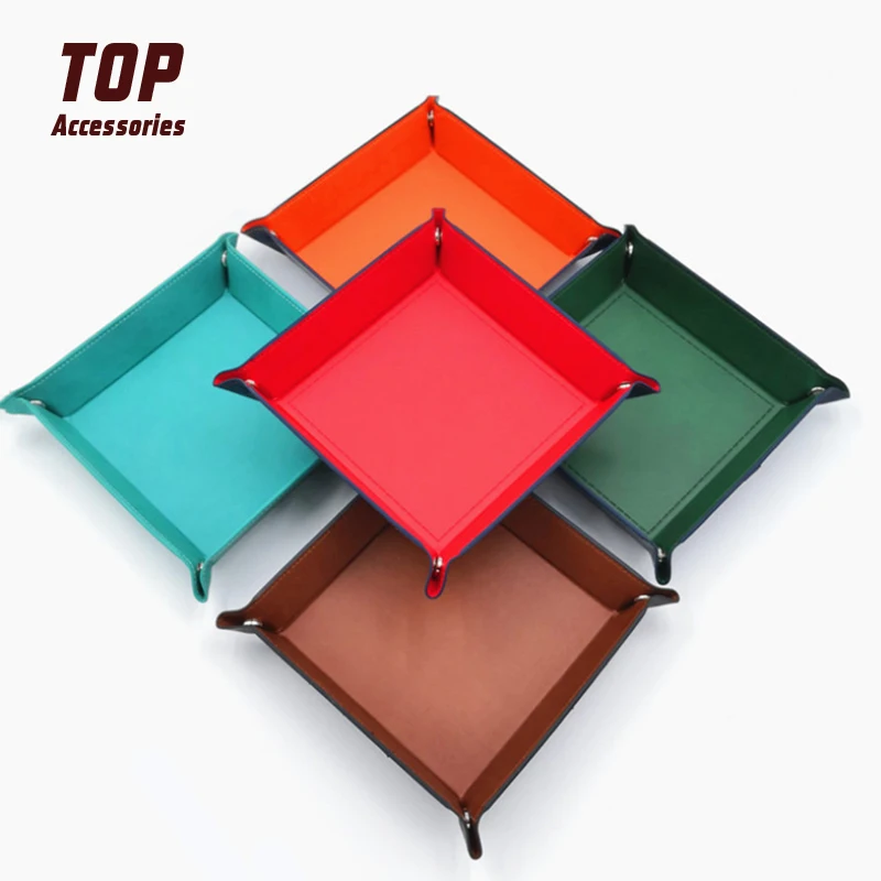 

Spot Luxury Leather Storage Trays Sets PU Folding Leather Dice Trays
