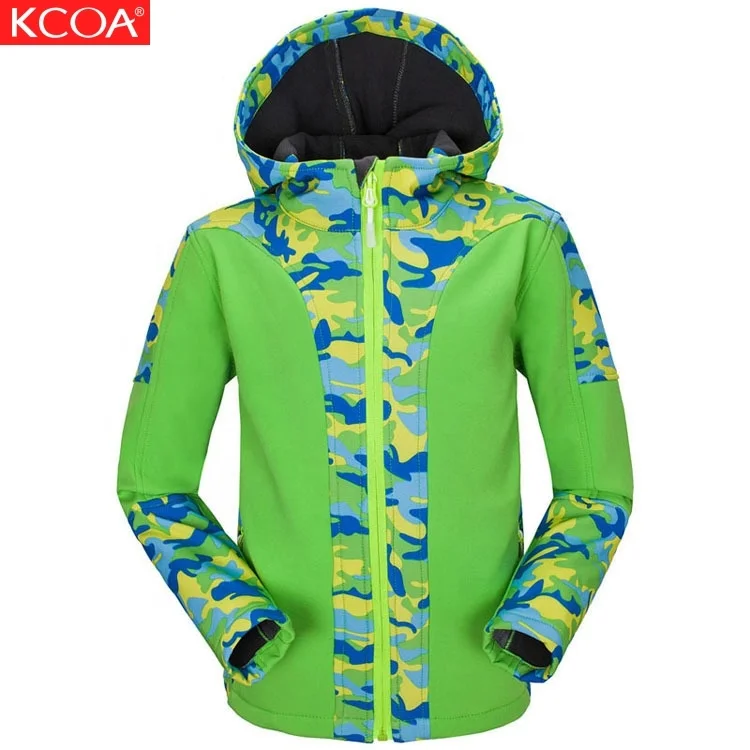 

Windproof Snowboard Soft Shell Jacket Winter Army Jacket For Kids, 3 colors