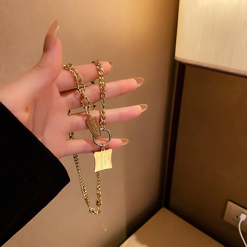 

fashion trendy jewelry chain letter stainless steel necklace pendants