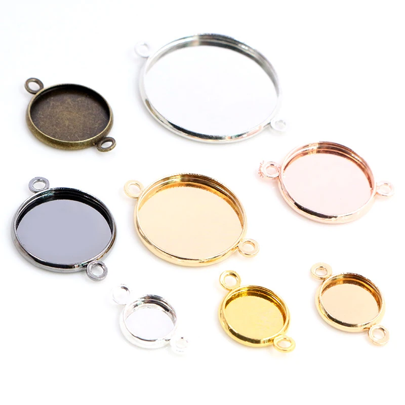 

8-25mm Cabochon Base Tray Bezels Blank Gold Bracelet Setting Supplies For DIY Necklace Jewelry Making Findings Accessories, Multi-colors