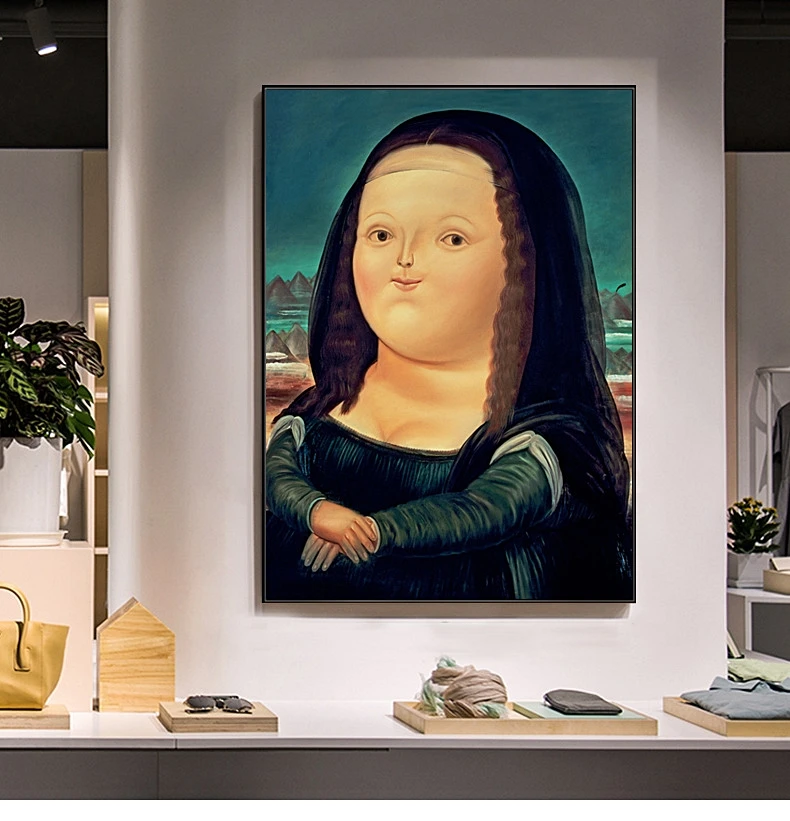 Fat Mona Lisa Art Deco Painting Studio Dining Room Living Room Funny Personality Mural Porch Aisle Wall Painting Buy Mona Lisa Art Deco Painting Wall Art Canvas Mural Porch Aisle Wall Painting Product