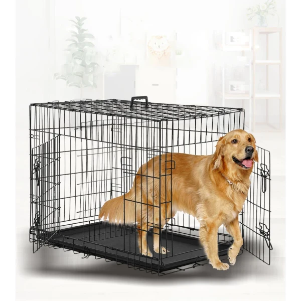 

Professional High Quality Heavy Duty Breathable Large Iron Pet Cage for Dogs, Black