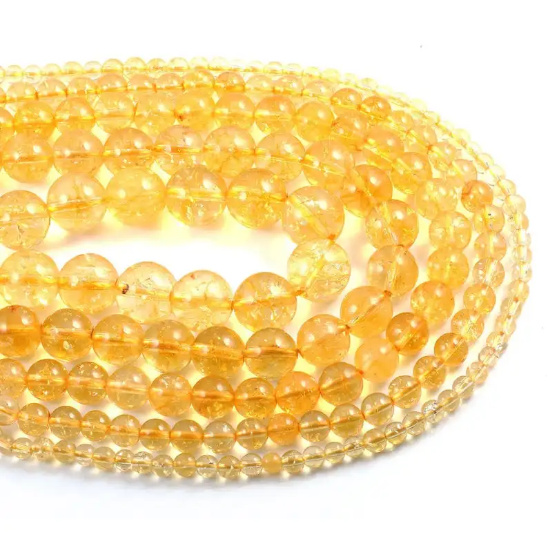 

AAA Grade Citrine Loose Round Gemstone Bead, Healing Crystal Stone Beads, Personal Bracelet Necklace Jewelry Making, Yellow