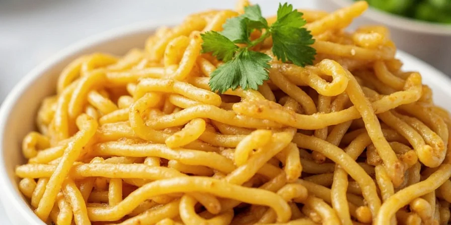 Bowl of Chinese spicy mustard with chopsticks nearby