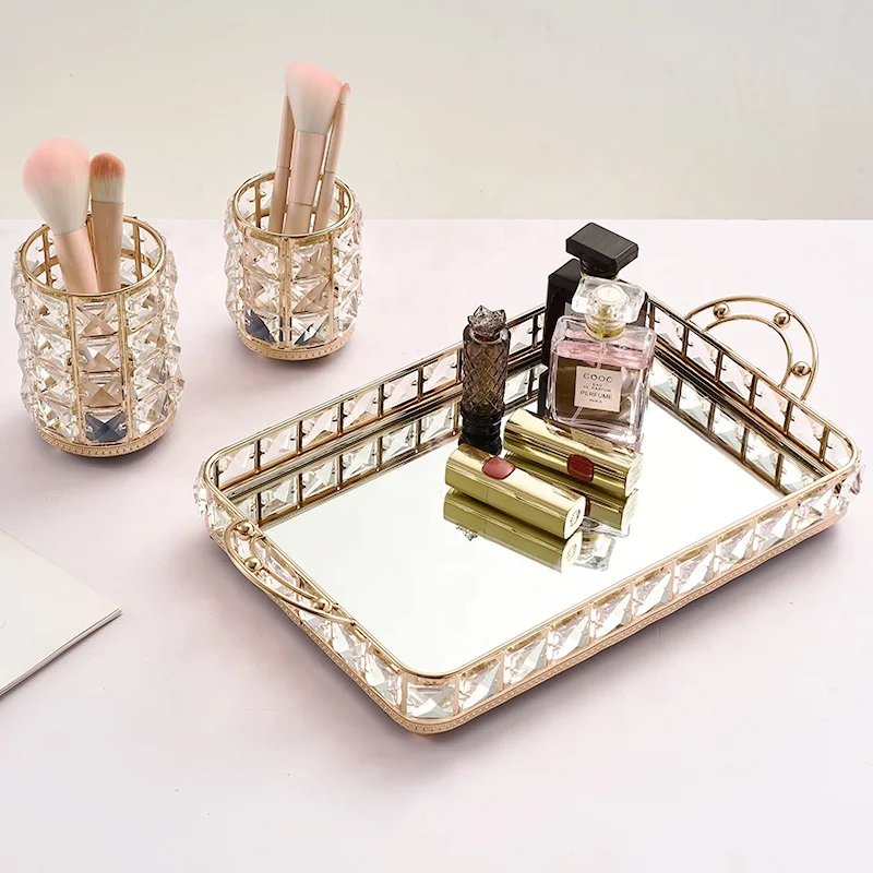 

China Hot Selling Crystal Tray Makeup Brush Nail Tool Storage Box Round Brush Bucket