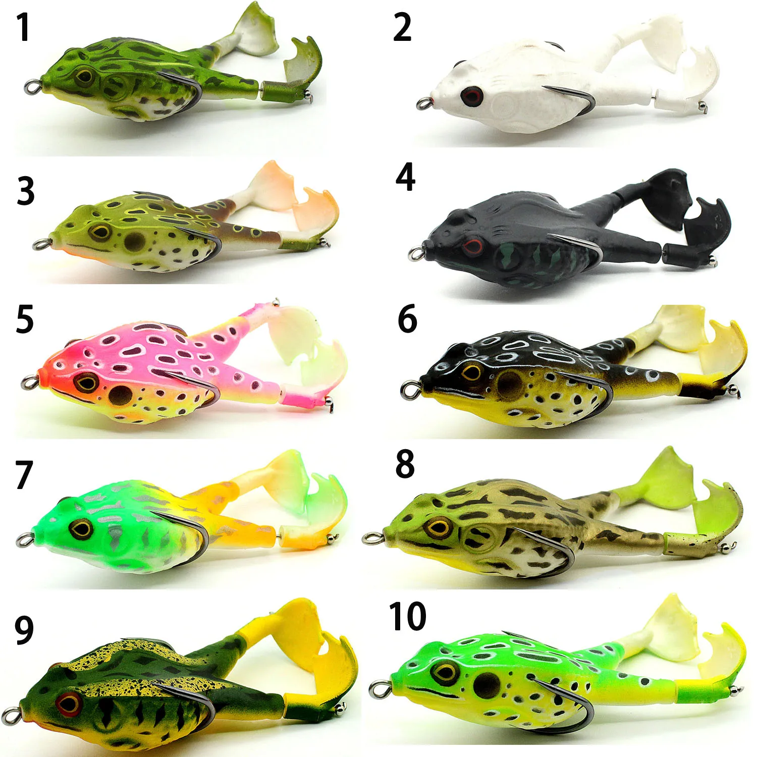 

Lifelike Double Propellers Frogs Soft Bait Fishing Lures Spinner Sinking Bass Bait Frog Double Hook Fishing Gear For Black Fish, 10 colors
