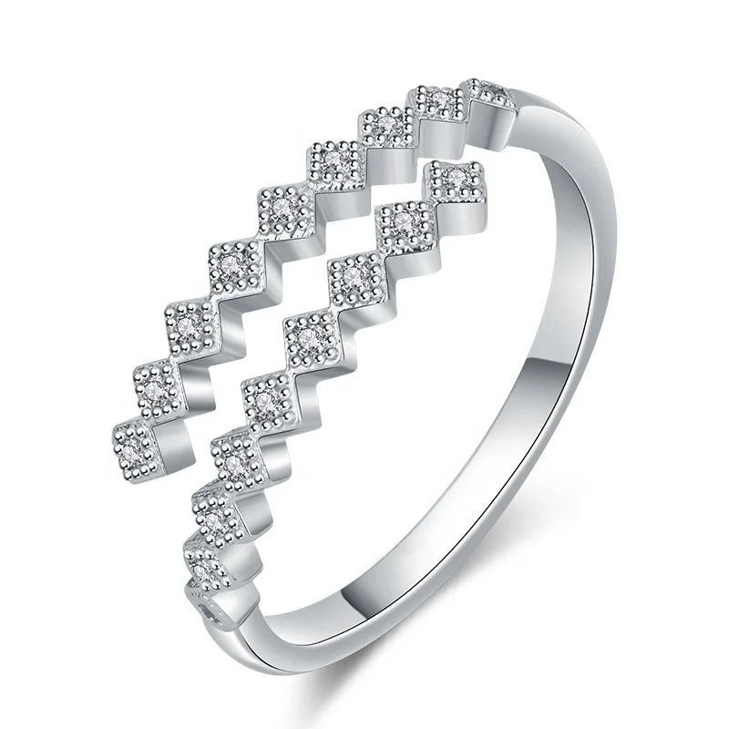 

Diy China Cheap Jewelry Fashion Zircon Jewellery Charm Women Minimalist Ring, White