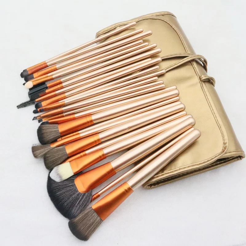

professional real private label quality high end natural hair animal makeup brush gold, Customized color accepted