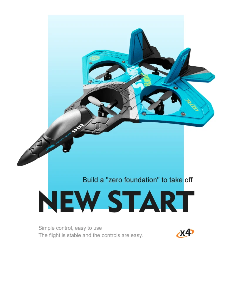 

Amazon HOSHI 4DRC V17 RC Plane Remote Control Airplane 2.4G Fighter Hobby Plane Glider Airplane EPP Foam Toys RC drone Kids Gift, Gray/blue