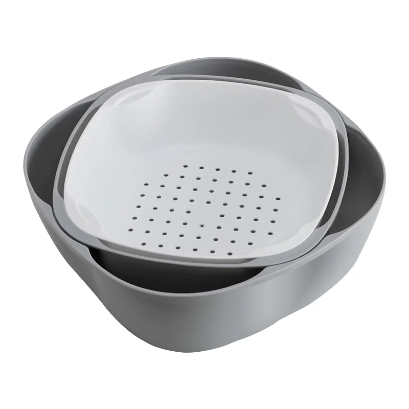 

Wholesale Household Kitchen Tools Double Layer Multi-function Fruit Vegetable Plastic Washing Bowl