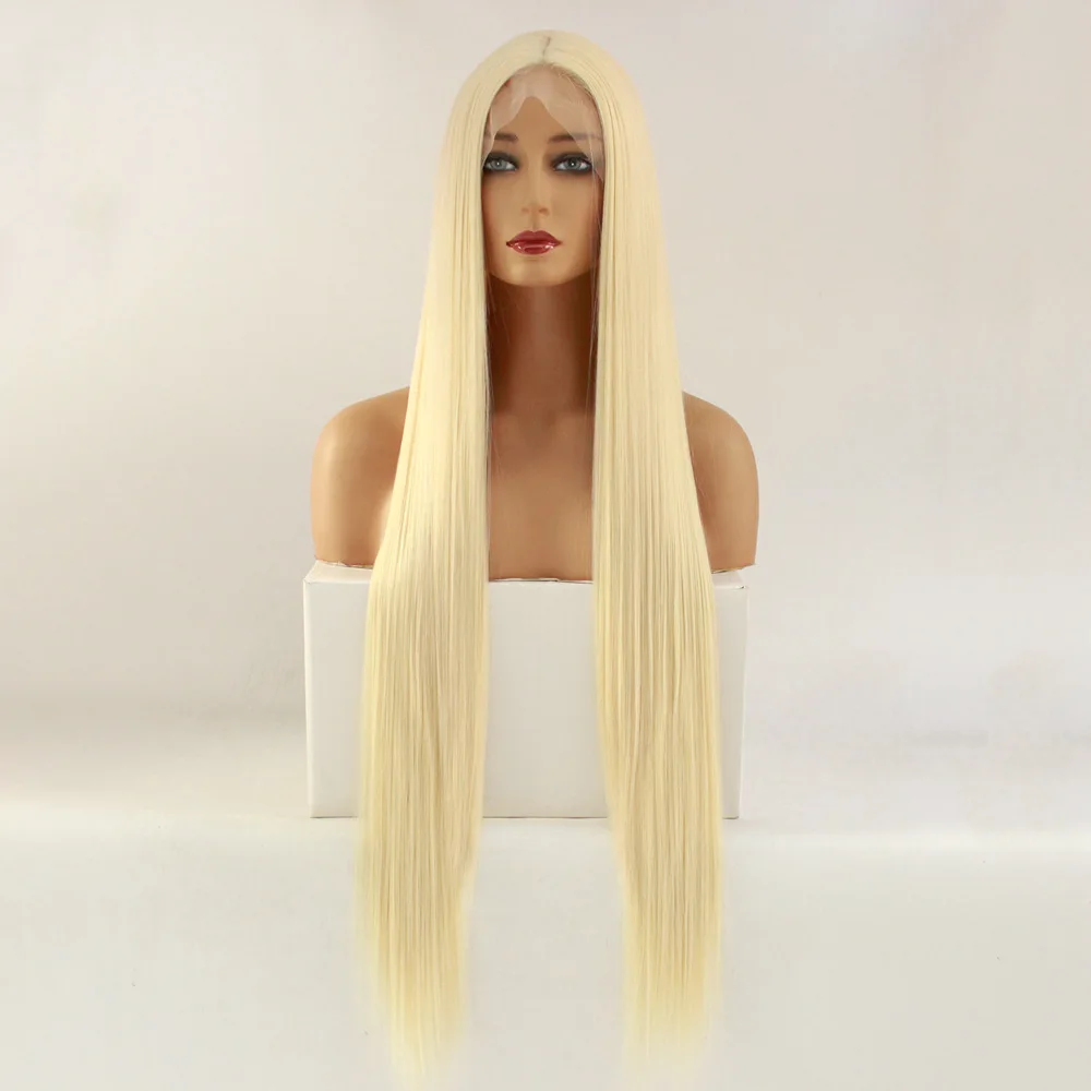 

30 Inches Color 613 Hair Wigs Classic Full Quality Blonde Long Lace Front Heat Resistant Synthetic Wig With Frontal