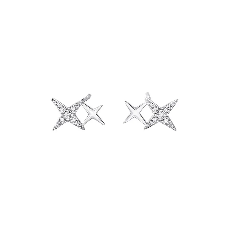 

Minimalist Small Jewelry 925 Sterling Silver Zircon Starburst Earrings Stud