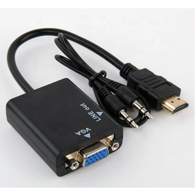 

4k 1080p to VGA Male to Male Convertor Adapter with 3.5mm Audio Jack for PC Laptop Monitor Projector HDTV Chromebook