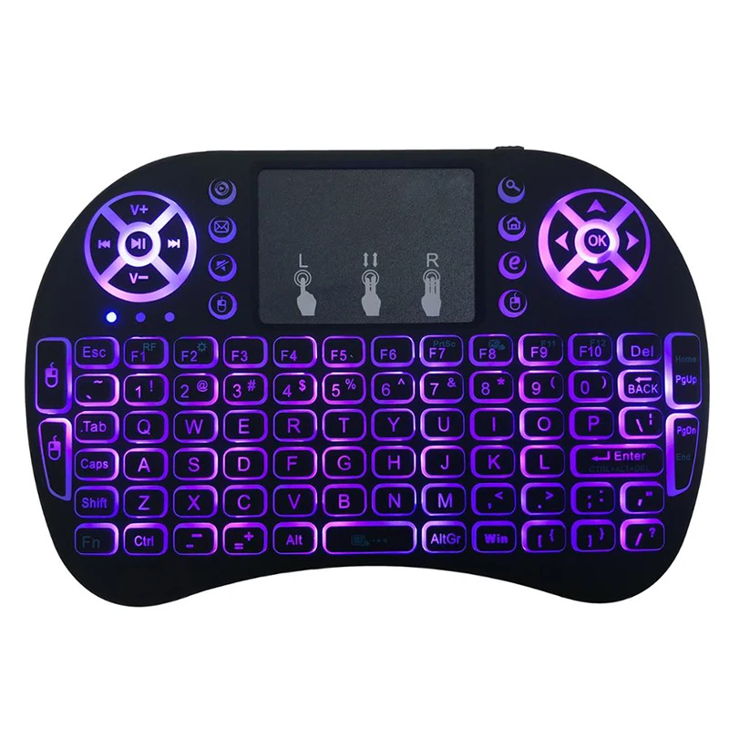 
7 color backlit i8 Mini Wireless Keyboard 2.4ghz English Russian 3 colour Air Mouse with Touchpad Remote Control Android TV Box 